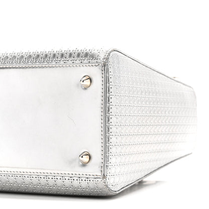 Christian Dior Metallic Patent Micro-Cannage Medium Lady Dior Silver 10 of 11