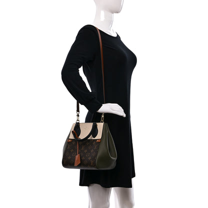 Louis Vuitton Calfskin Monogram Fold Tote PM Cream Khaki Black 2 of 8