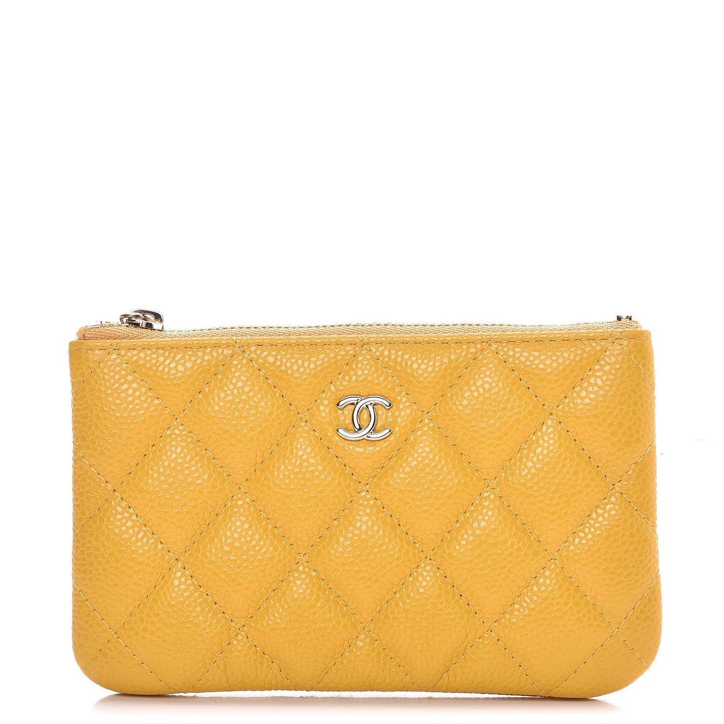 Caviar Quilted Small Cosmetic Case Yellow