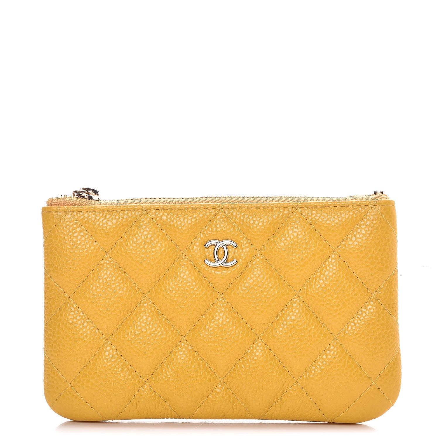 Chanel Caviar Quilted Small Cosmetic Case Yellow 1 of 8