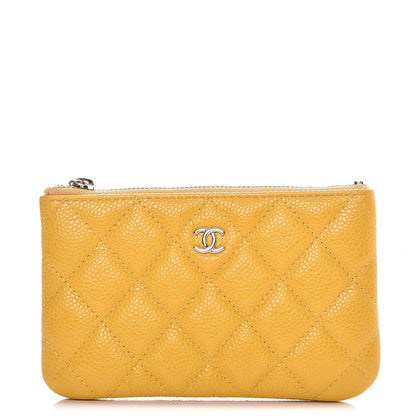 Chanel Caviar Quilted Small Cosmetic Case Yellow 1 of 8