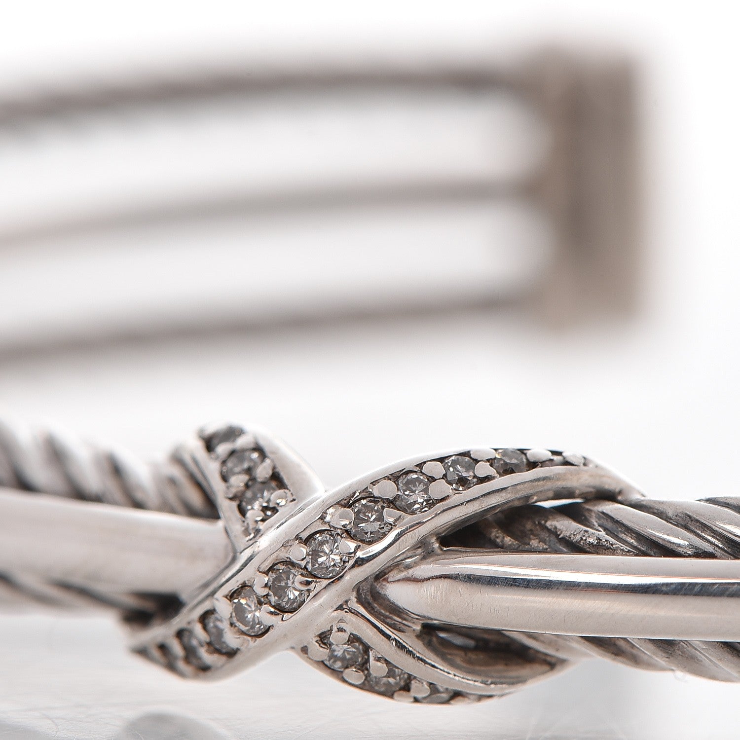David Yurman Sterling Silver Diamond 7mm X Crossover Cuff 4 of 4