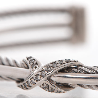David Yurman Sterling Silver Diamond 7mm X Crossover Cuff 4 of 4