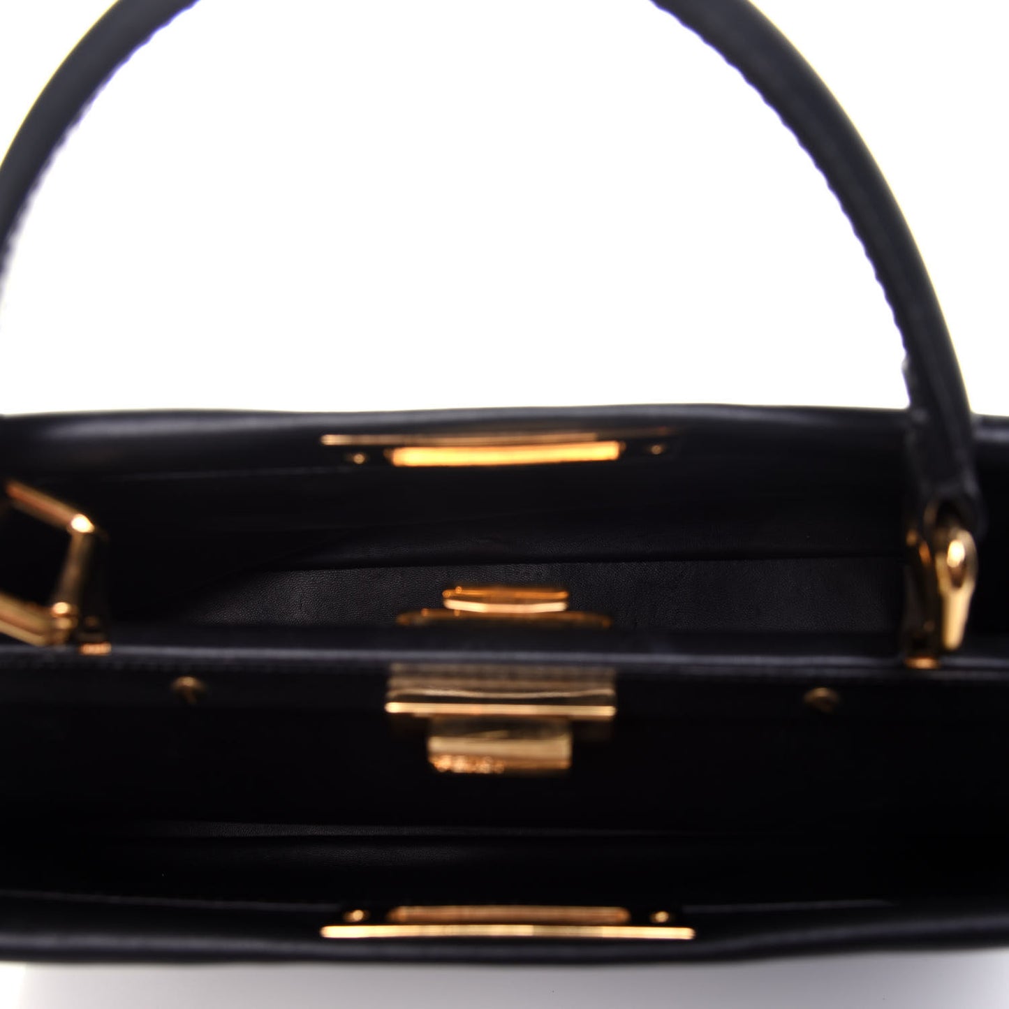 Vitello Morgan Shiny Nappa Medium Peekaboo Iconic Satchel Black