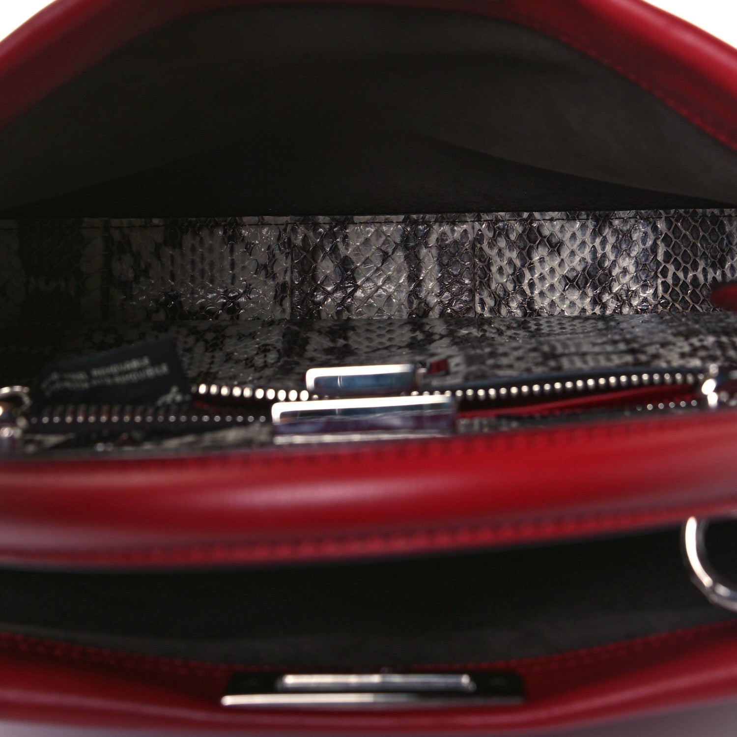 Fendi Vitello Seta Elaphe Crocodile Monster Eyes Medium Peekaboo Iconic Satchel Ribes Naturale 5 of 11