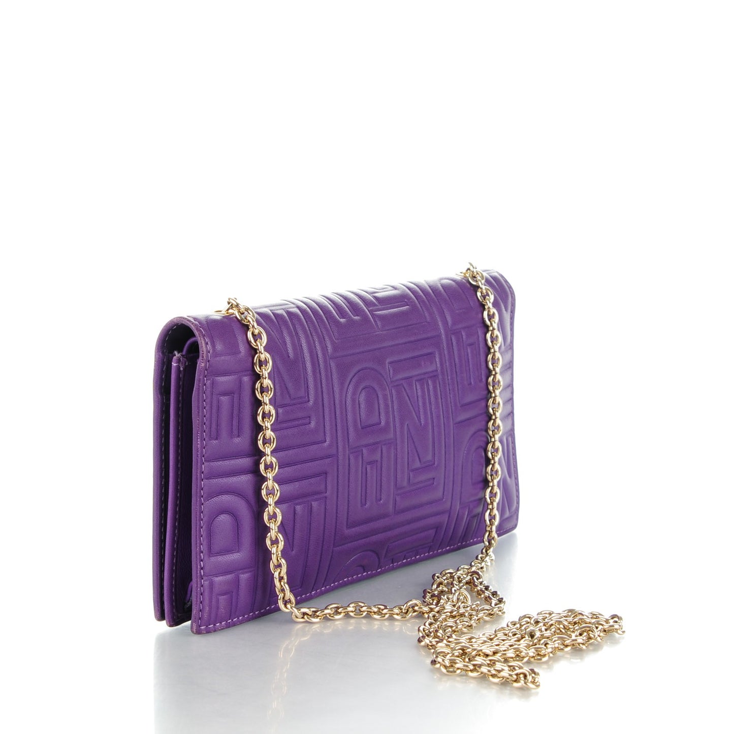 Nappa Logo Embossed Long Wallet On Chain Purple