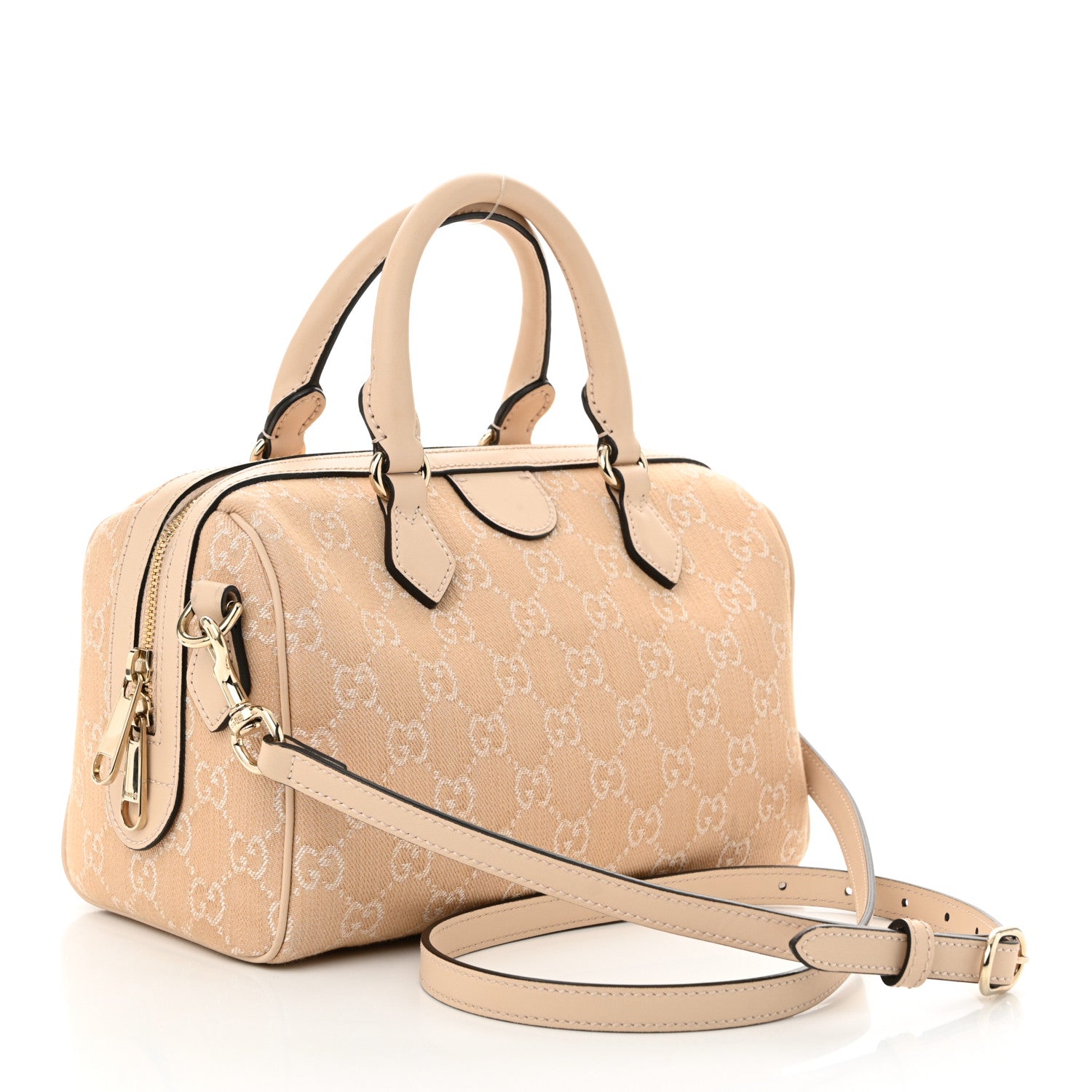 Gucci Summer Denim Calfskin GG Monogram Small Ophidia Top Handle Bag Souffle Rose 3 of 10