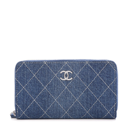 Chanel Denim Quilted Medium Zip Wallet Blue 1 of 9