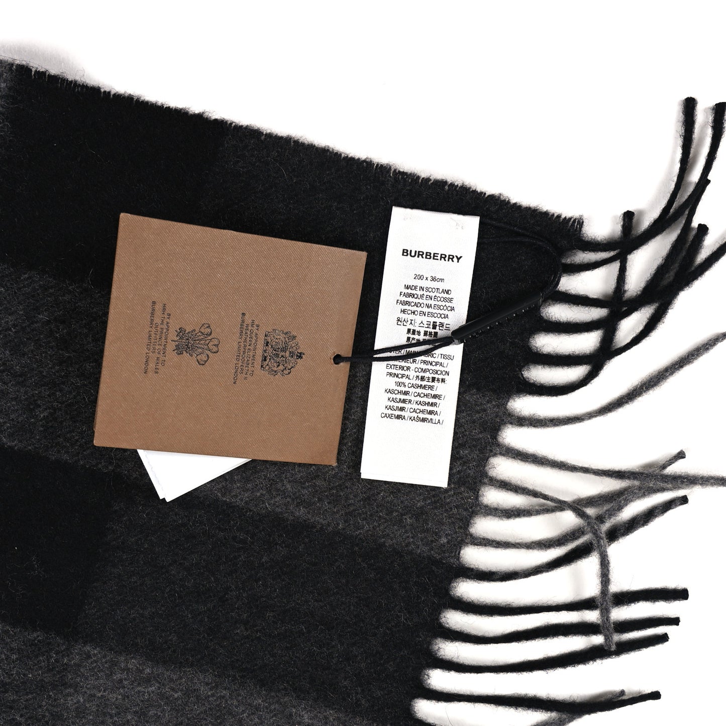 Cashmere Half Mega Check Scarf Charcoal