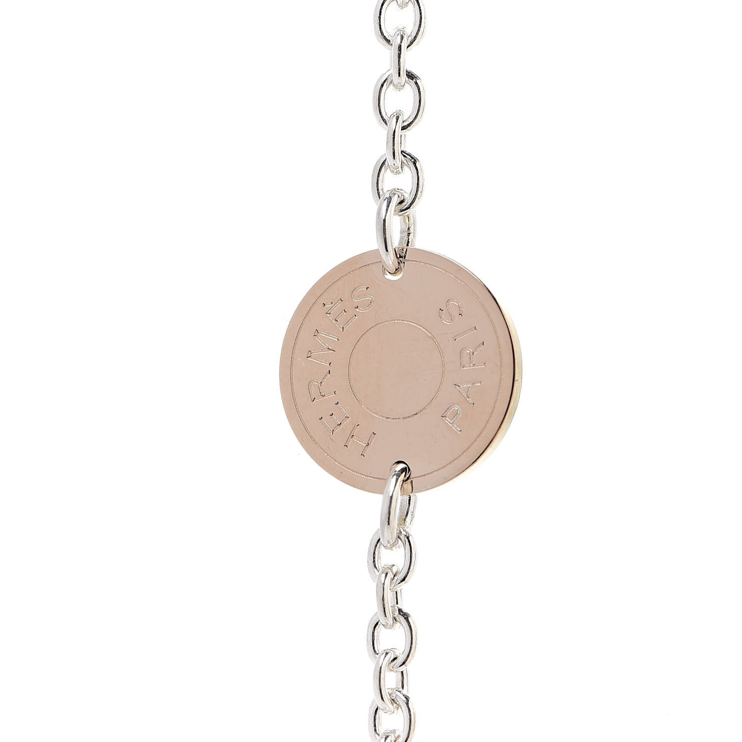 Hermes Sterling Silver 18K Rose Gold Confettis Long Necklace 80 3 of 5