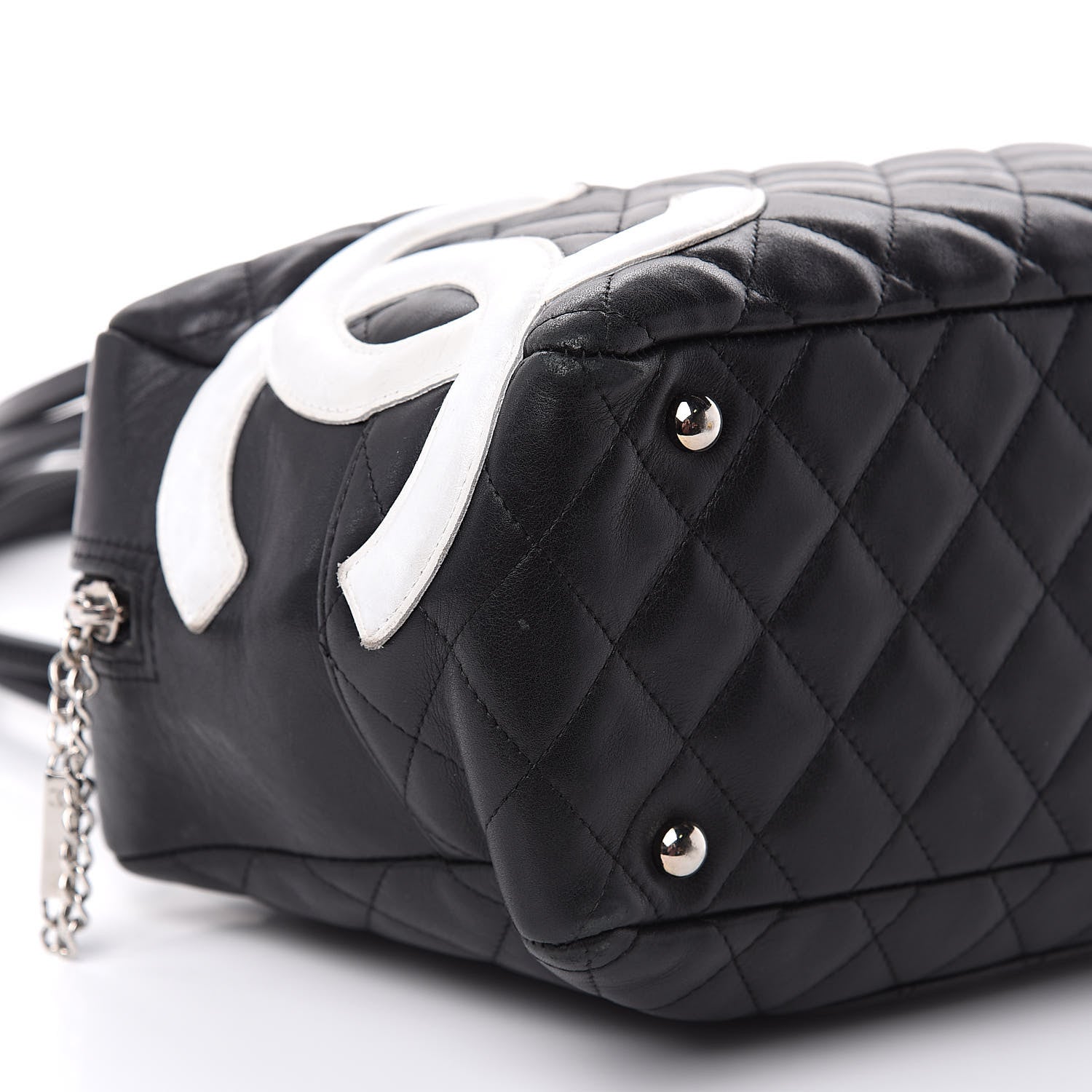 Chanel Calfskin Quilted Large Cambon Bowler Black White 8 of 16