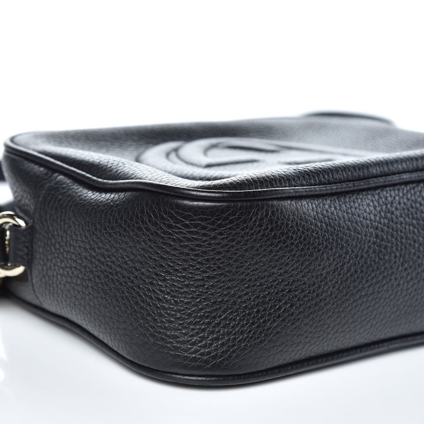 Pebbled Calfskin Small Soho Disco Bag Black