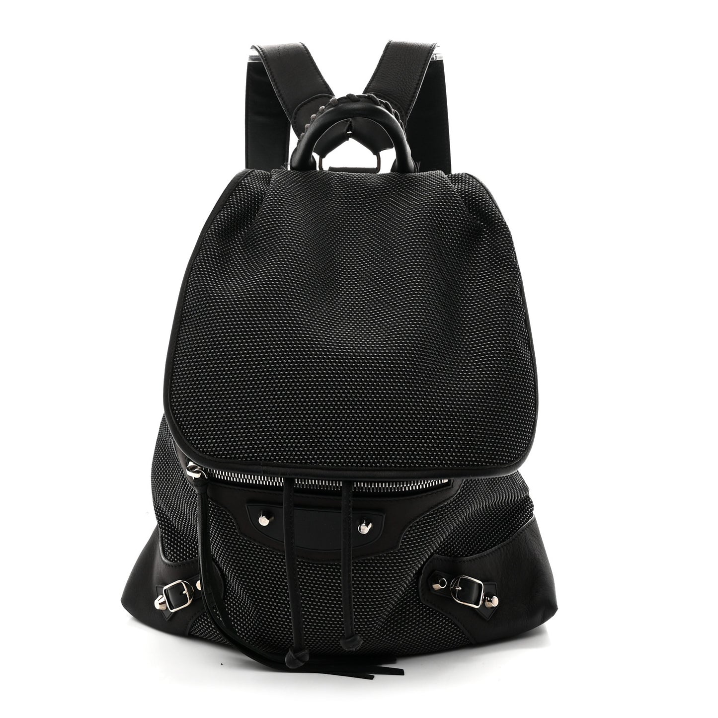 Canvas Calfskin Silver Hardware S Traveler Backpack Black
