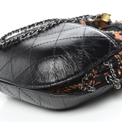 Chanel Tweed Calfskin Quilted Small Gabrielle Bucket Black Brown Orange 7 of 15