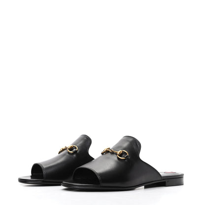 Gucci Malaga Kid Horsebit Slide Sandals 36 Black 3 of 8