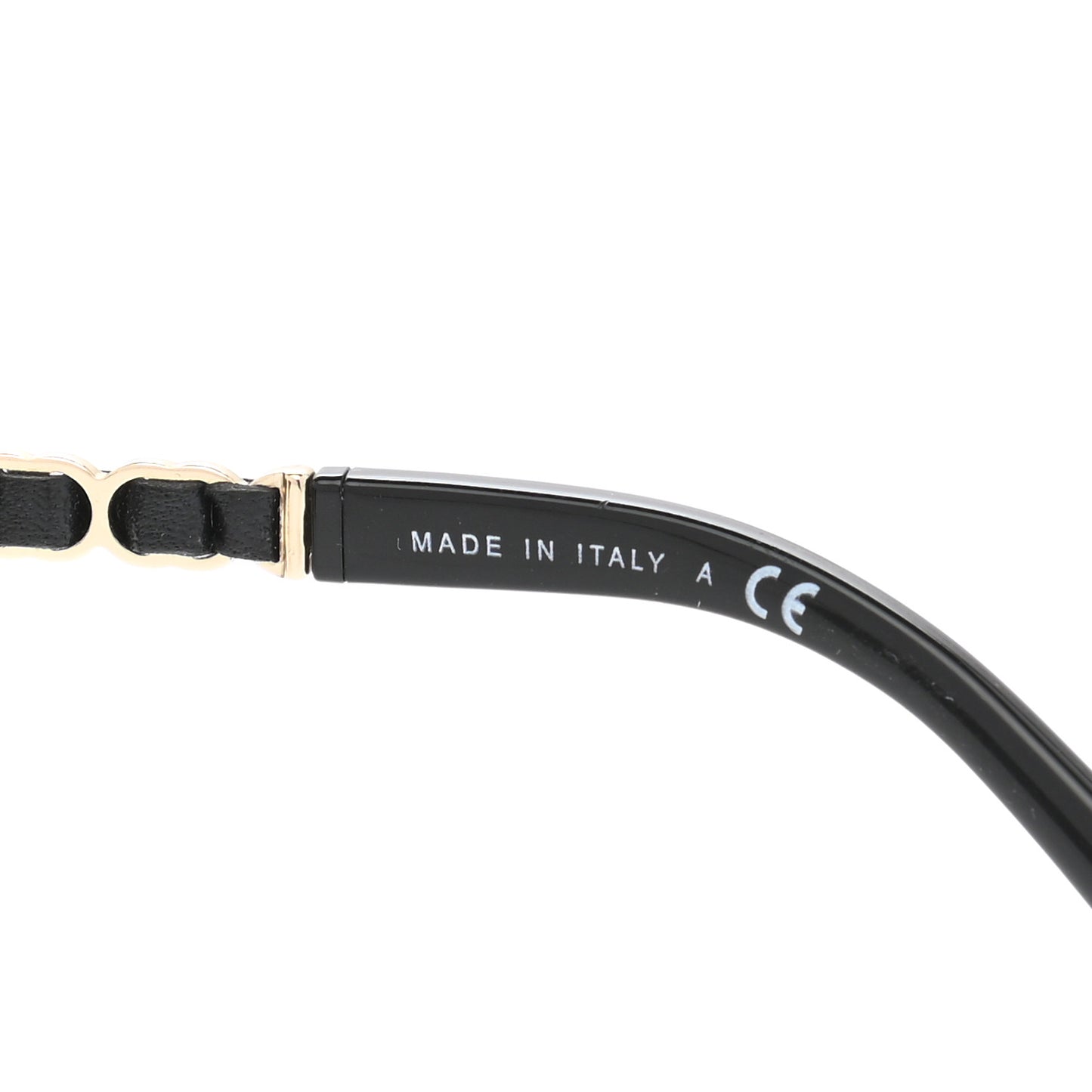 Metal Calfskin Round Chain Sunglasses 4265-Q Black