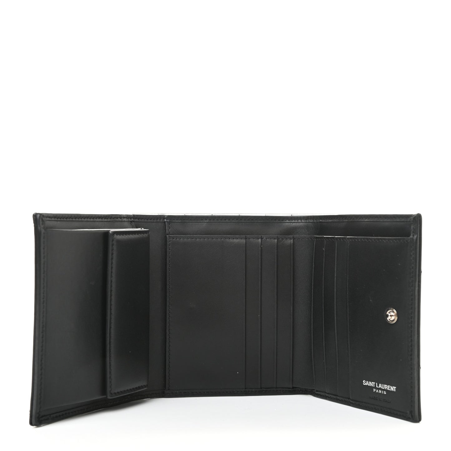 Lambskin Matelasse Chevron Small Monogram Wallet Black