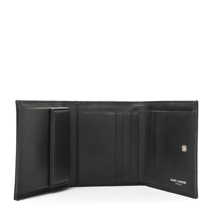 Saint Laurent Lambskin Matelasse Chevron Small Monogram Wallet Black 5 of 9