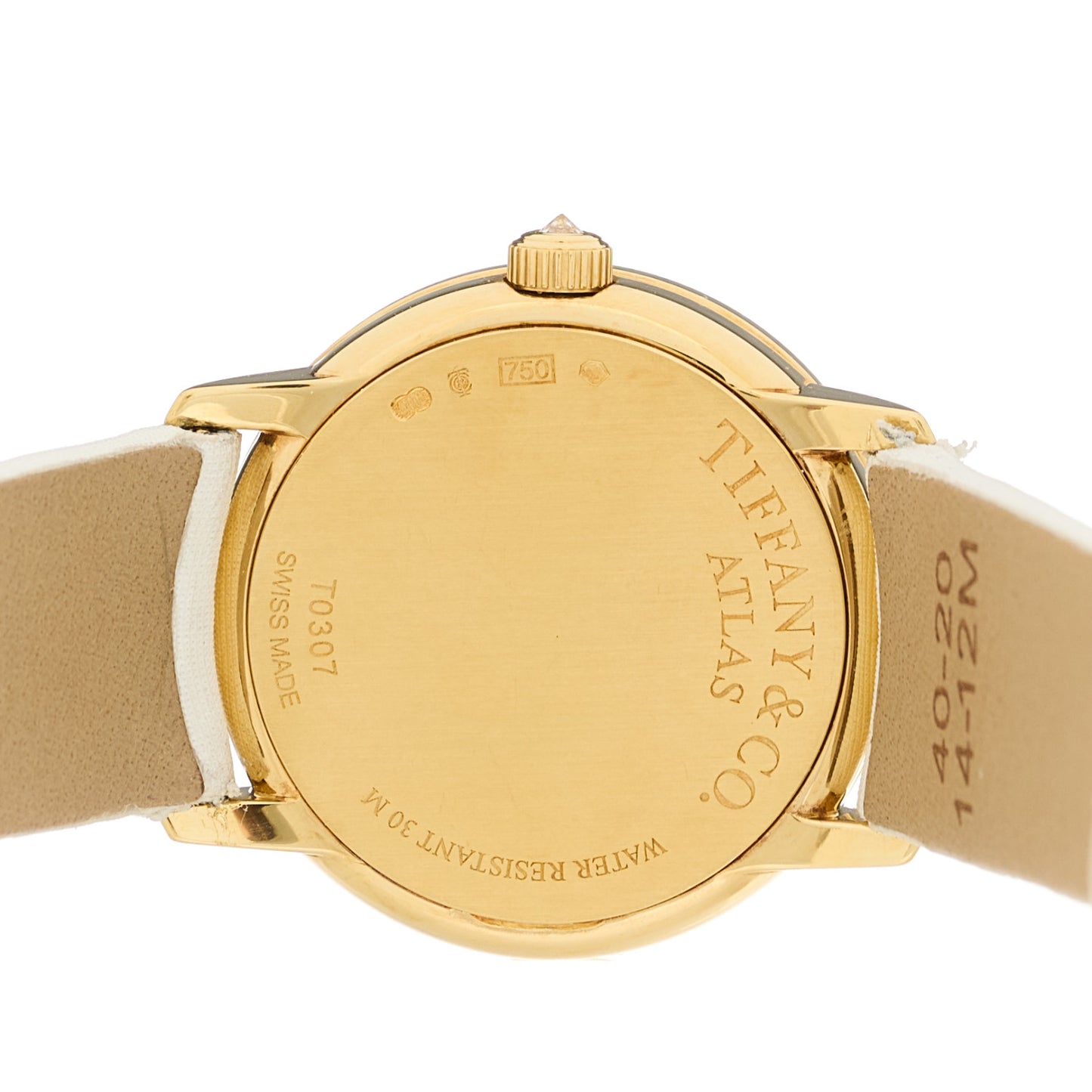 18K Yellow Gold Satin Diamond Mother of Pearl 26mm Atlas Round Cocktail Quartz Watch