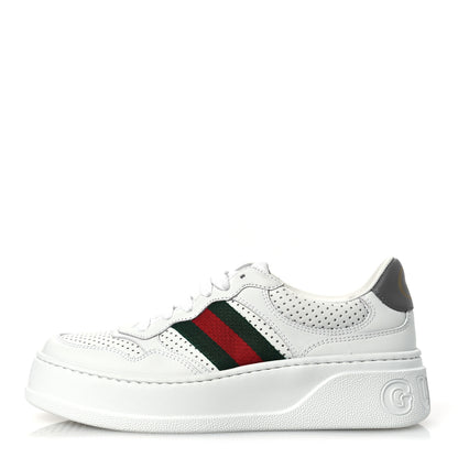 Gucci Calfskin Web Perforated Womens Platform 55mm Sneakers 36 White Bright Splash 1 of 10