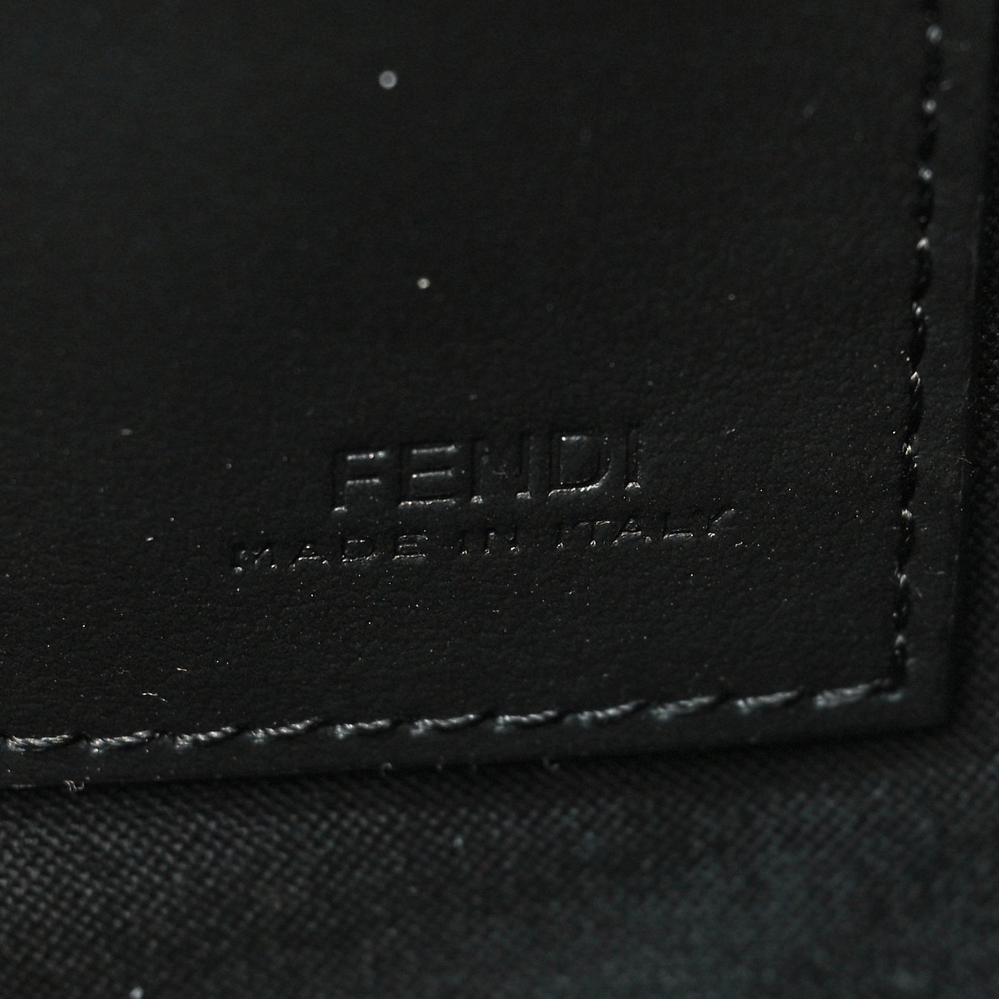 Glazed Fabric FF 1974 Stamp Patch Large Flat Pouch Mogano Panna Black
