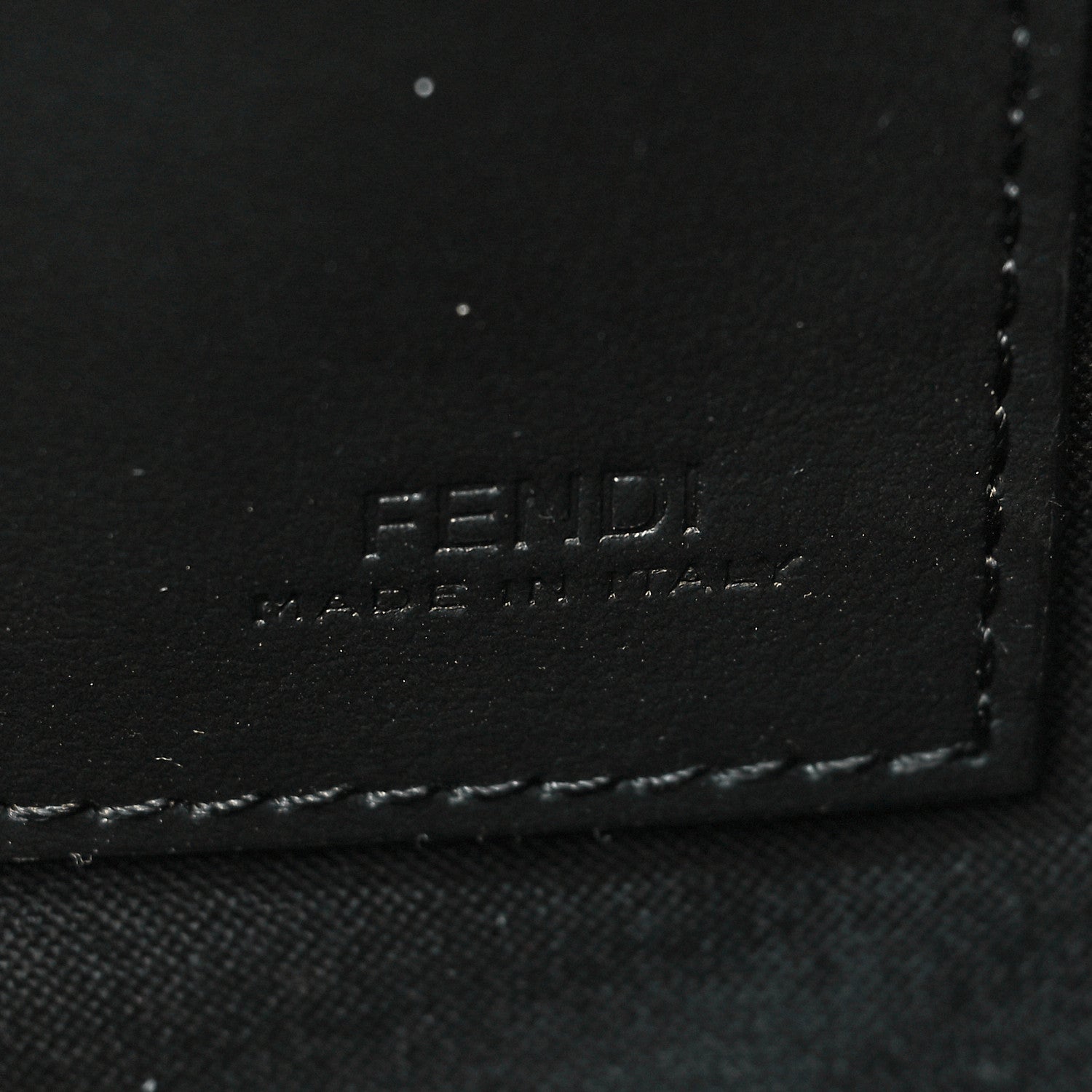 Fendi Glazed Fabric FF 1974 Stamp Patch Large Flat Pouch Mogano Panna Black 5 of 5