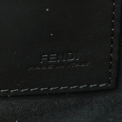 Fendi Glazed Fabric FF 1974 Stamp Patch Large Flat Pouch Mogano Panna Black 5 of 5