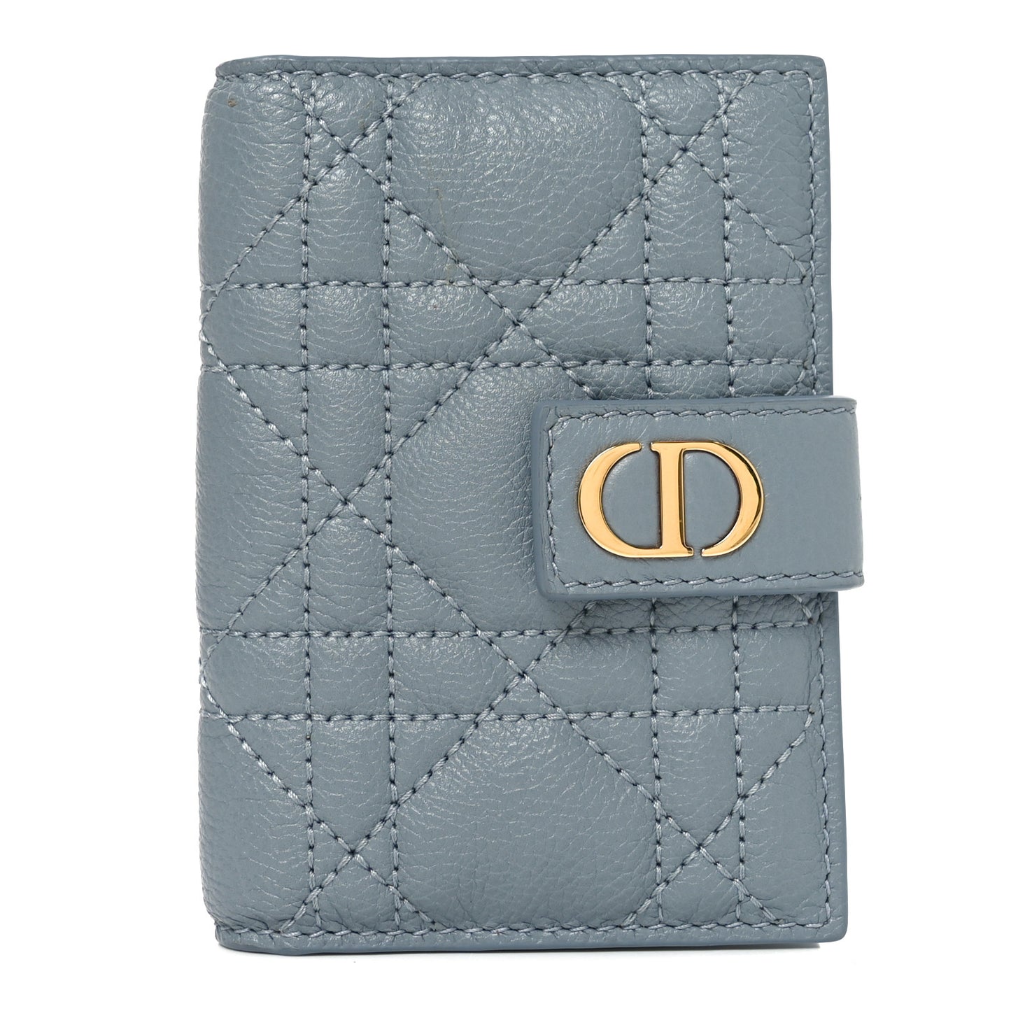 Supple Calfskin Cannage Caro Dandelion Card Holder Cloud Blue
