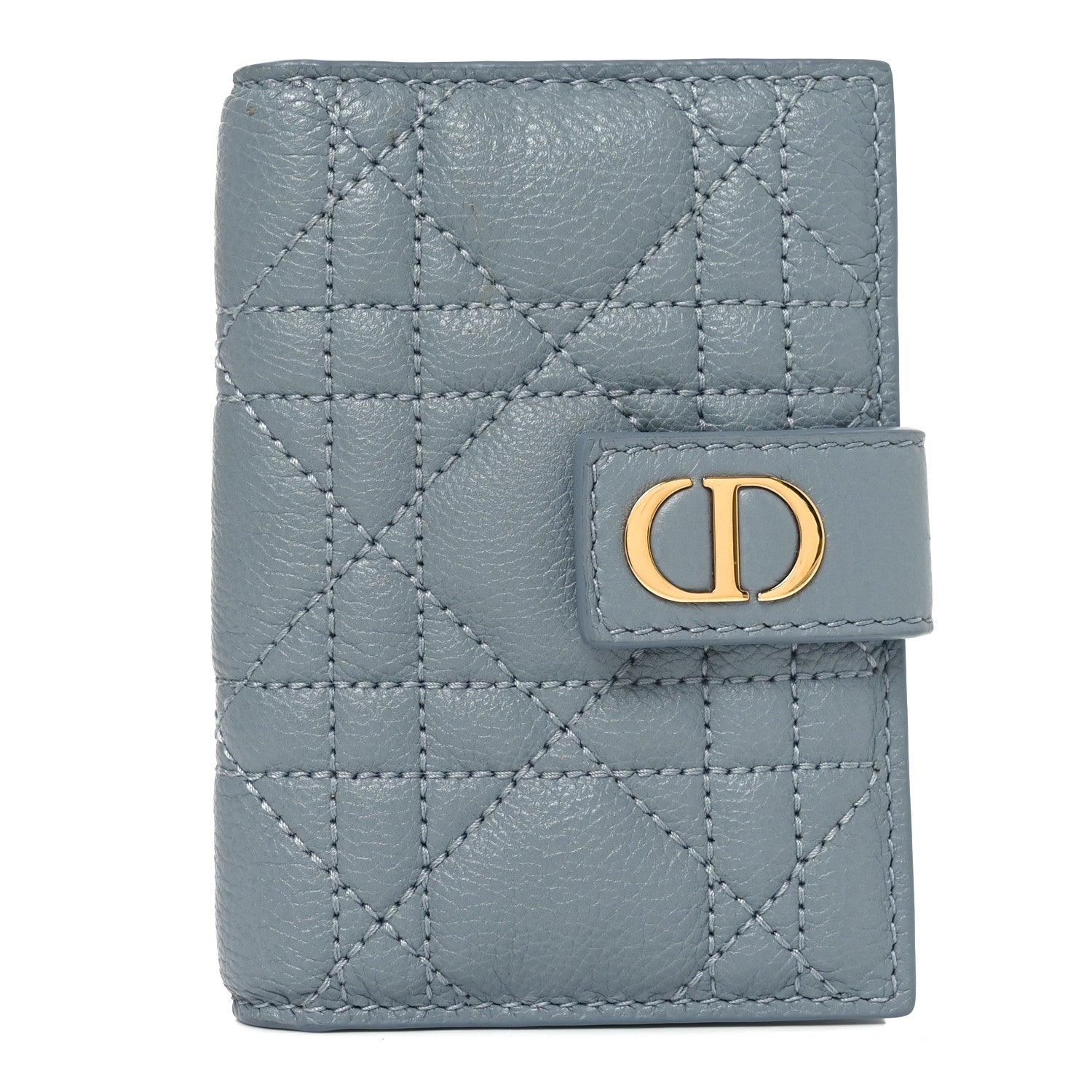 Christian Dior Supple Calfskin Cannage Caro Dandelion Card Holder Cloud Blue 1 of 8