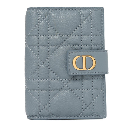 Christian Dior Supple Calfskin Cannage Caro Dandelion Card Holder Cloud Blue 1 of 8