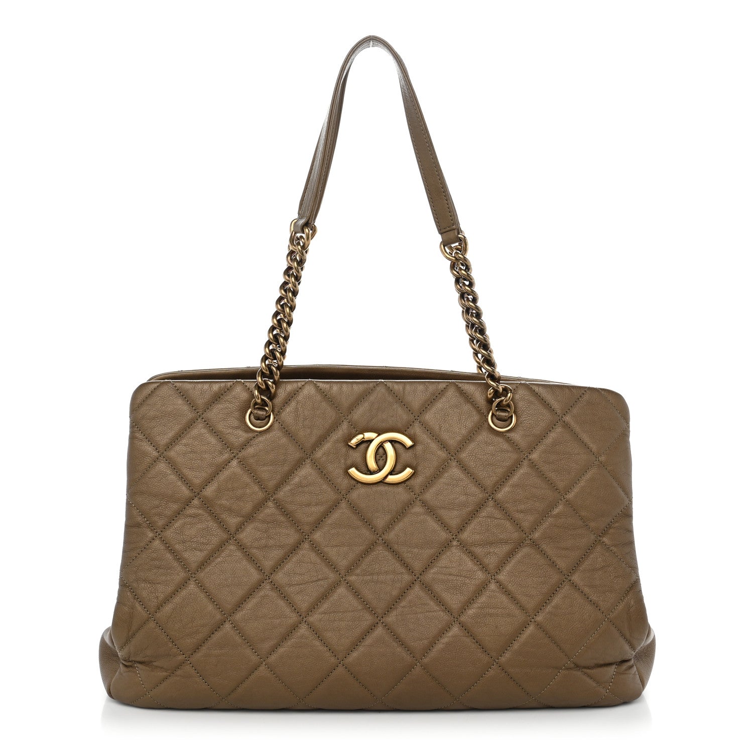 Chanel Metallic Calfskin Quilted Large CC Crown Tote Gold 1 of 10