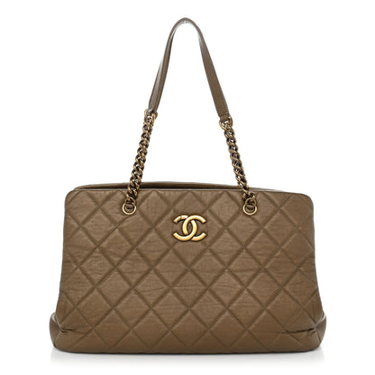 Chanel Metallic Calfskin Quilted Large CC Crown Tote Gold 1 of 10
