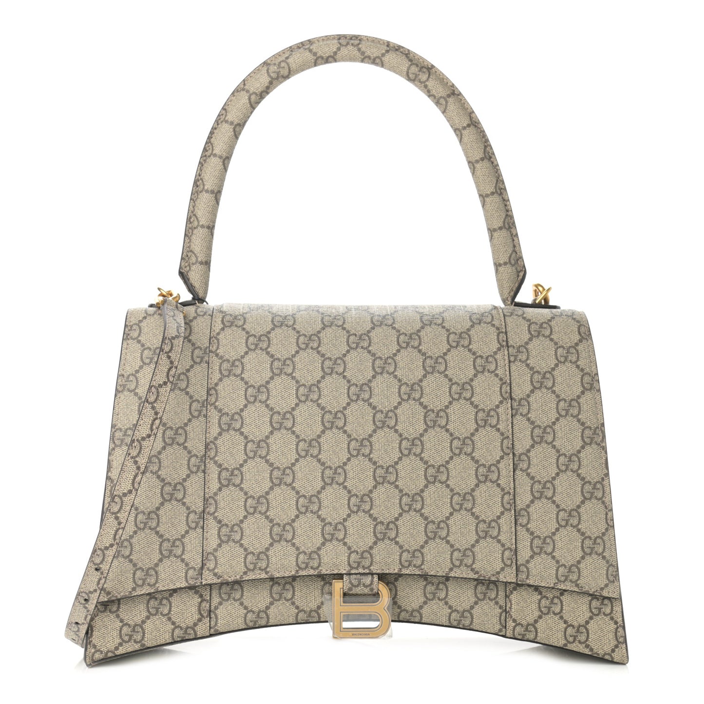 X GUCCI GG Supreme Monogram Medium Hourglass Top Handle Bag Beige Ebony