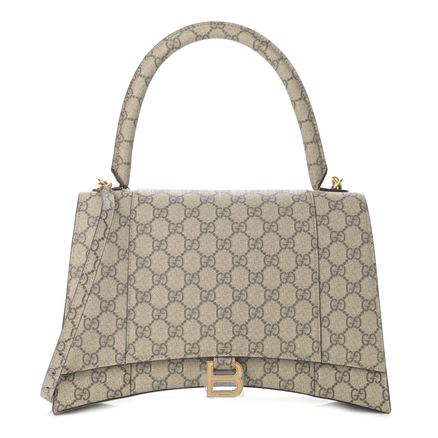 Balenciaga X GUCCI GG Supreme Monogram Medium Hourglass Top Handle Bag Beige Ebony 1 of 9