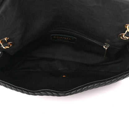 Chanel Calfskin Chevron Quilted Medium Surpique Flap Black 5 of 12