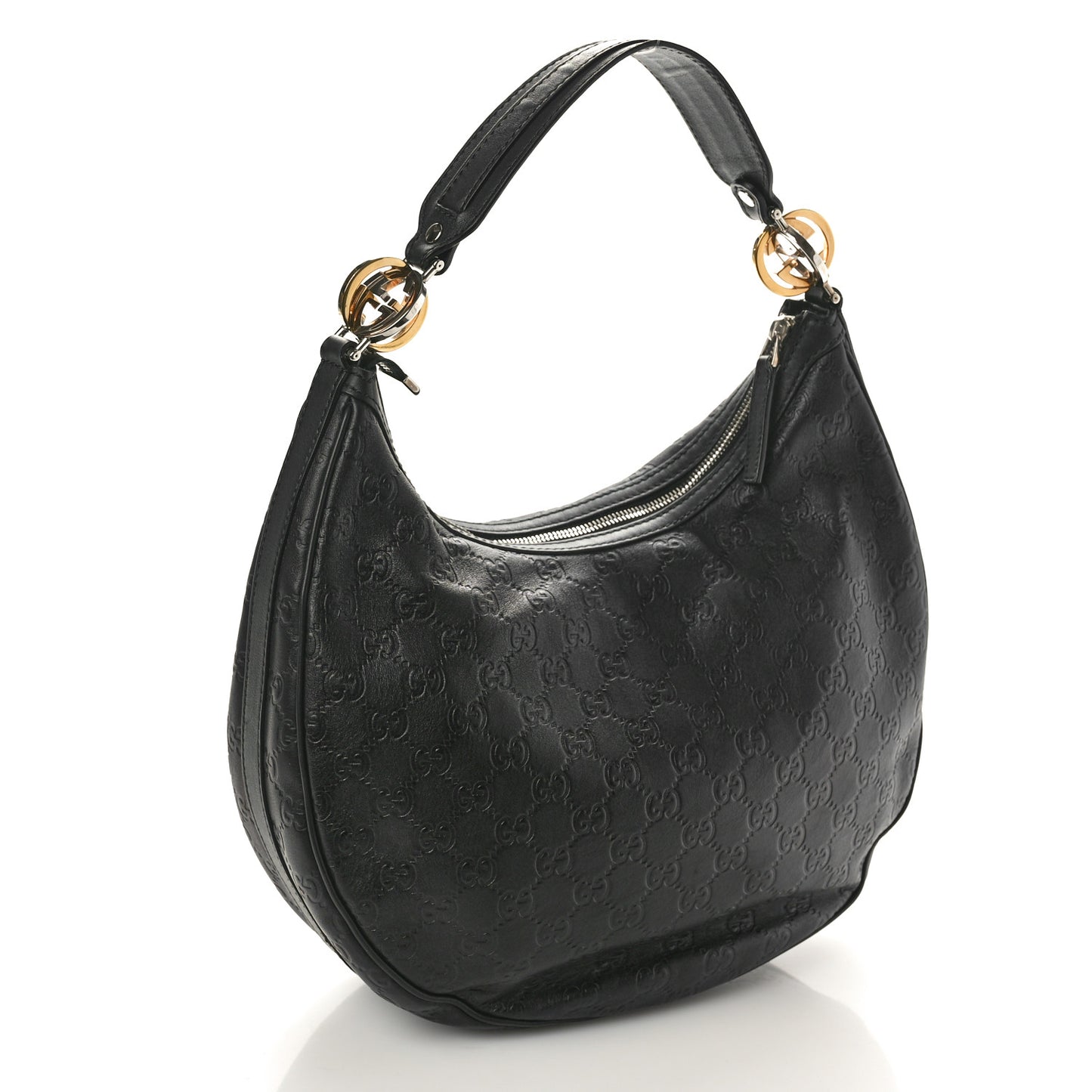 Guccissima Medium GG Twins Hobo Black