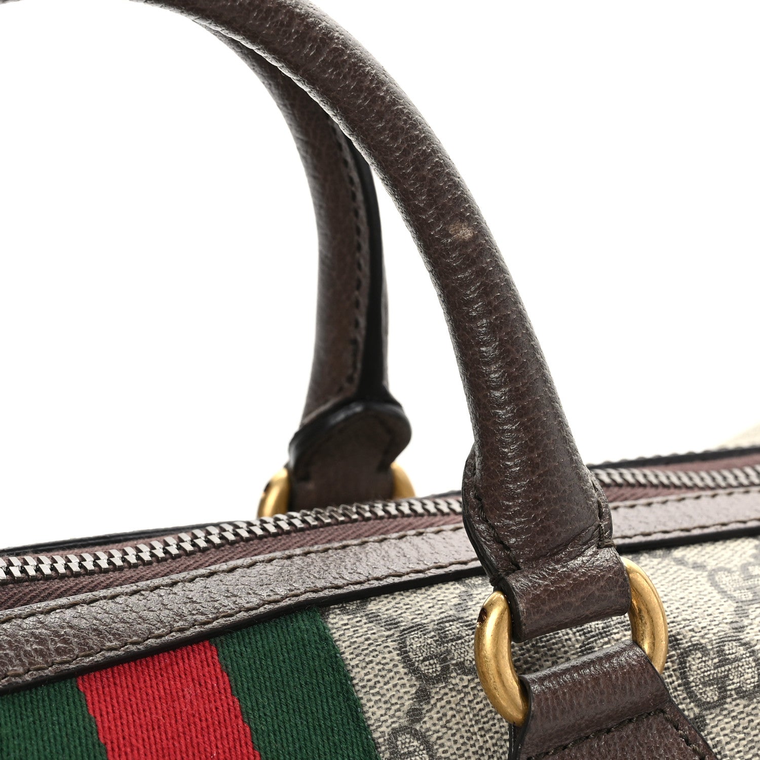 Gucci GG Supreme Monogram Textured Dollar Calfskin Web Medium Ophidia Carry-On Duffle Bag Beige Ebony New Acero 12 of 12