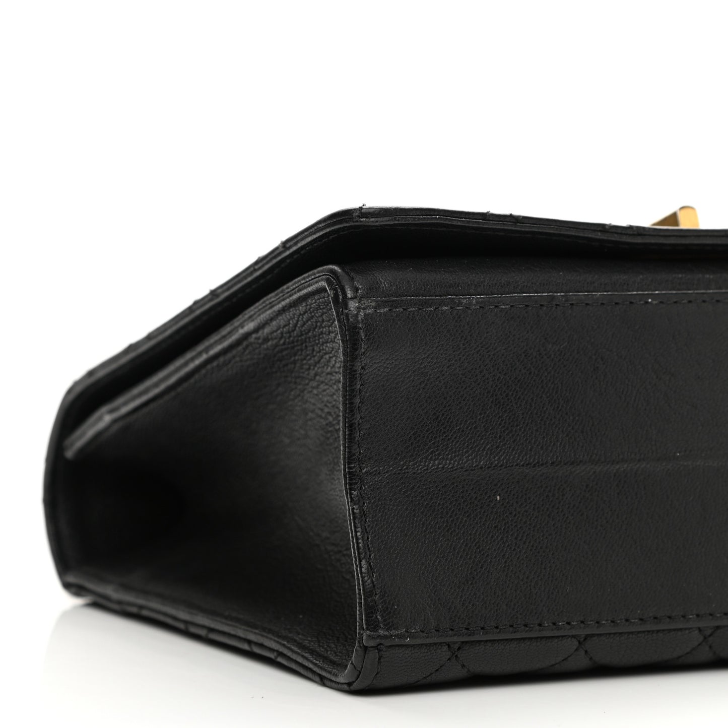 Goatskin Quilted Large Rita Top Handle Flap Black