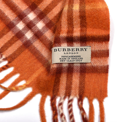 Burberry Cashmere Tonal Vintage Check Fringe Scarf Orange 3 of 3