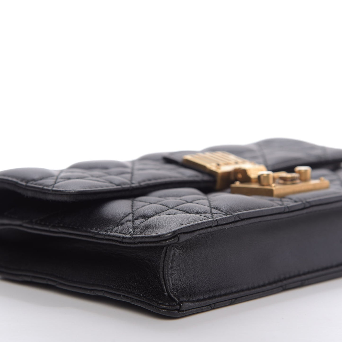 Lambskin Cannage Dioraddict Wallet on Chain Clutch Black