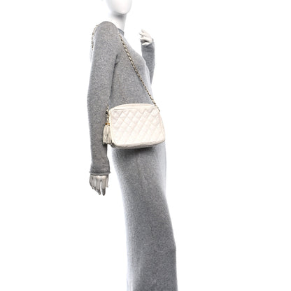 Chanel Lizard Quilted Small Tassel Camera Case White 2 of 11