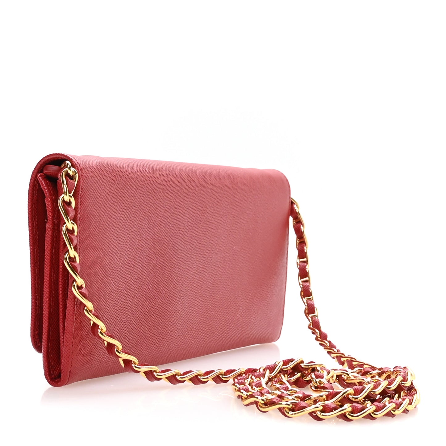 Saffiano Metal Oro Chain Wallet Fuoco