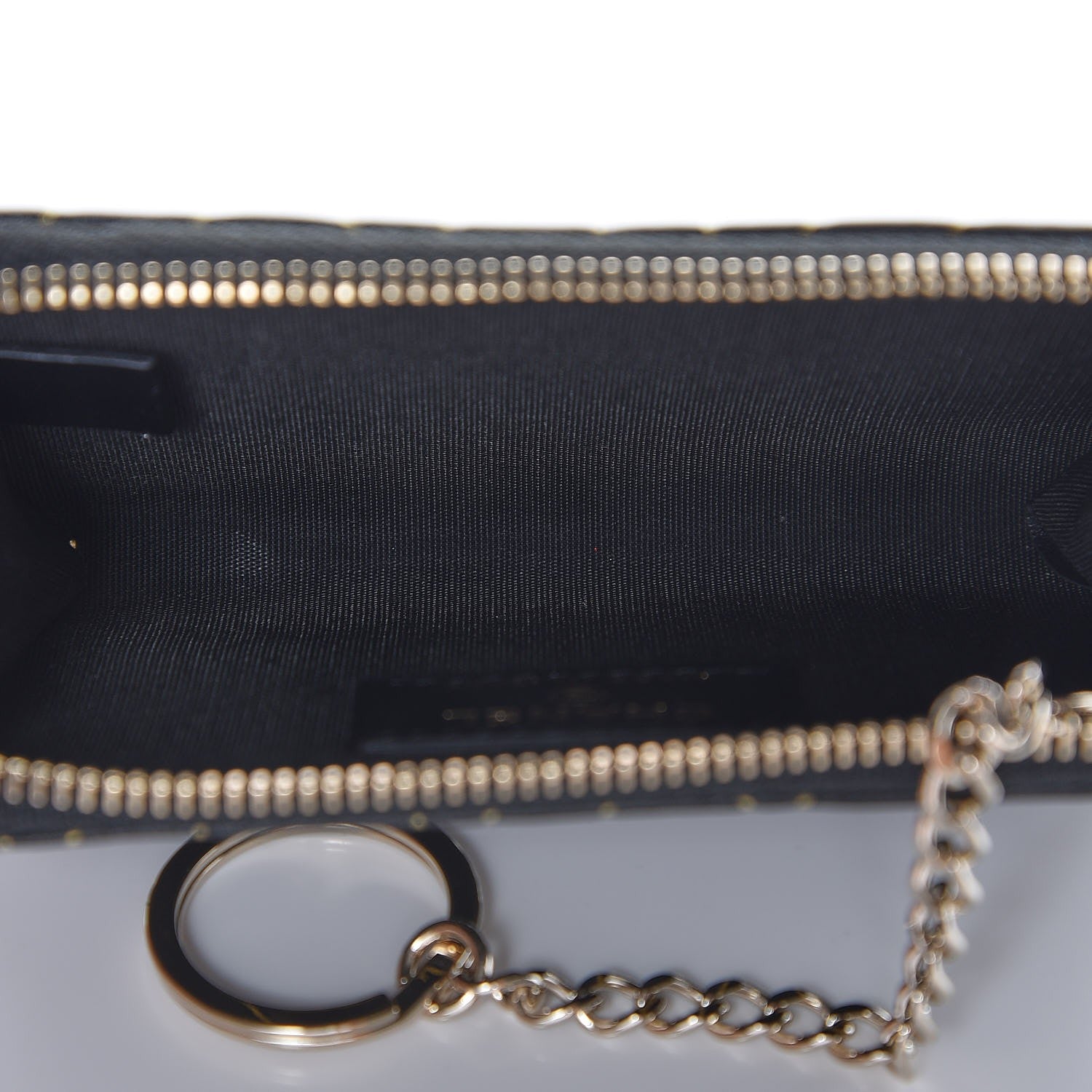 Chanel Lambskin Camellia Embossed Key Holder Case Black Gold 5 of 8