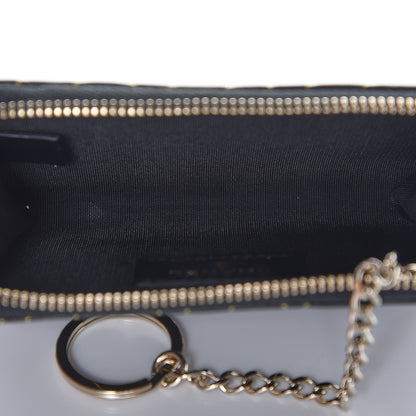 Chanel Lambskin Camellia Embossed Key Holder Case Black Gold 5 of 8