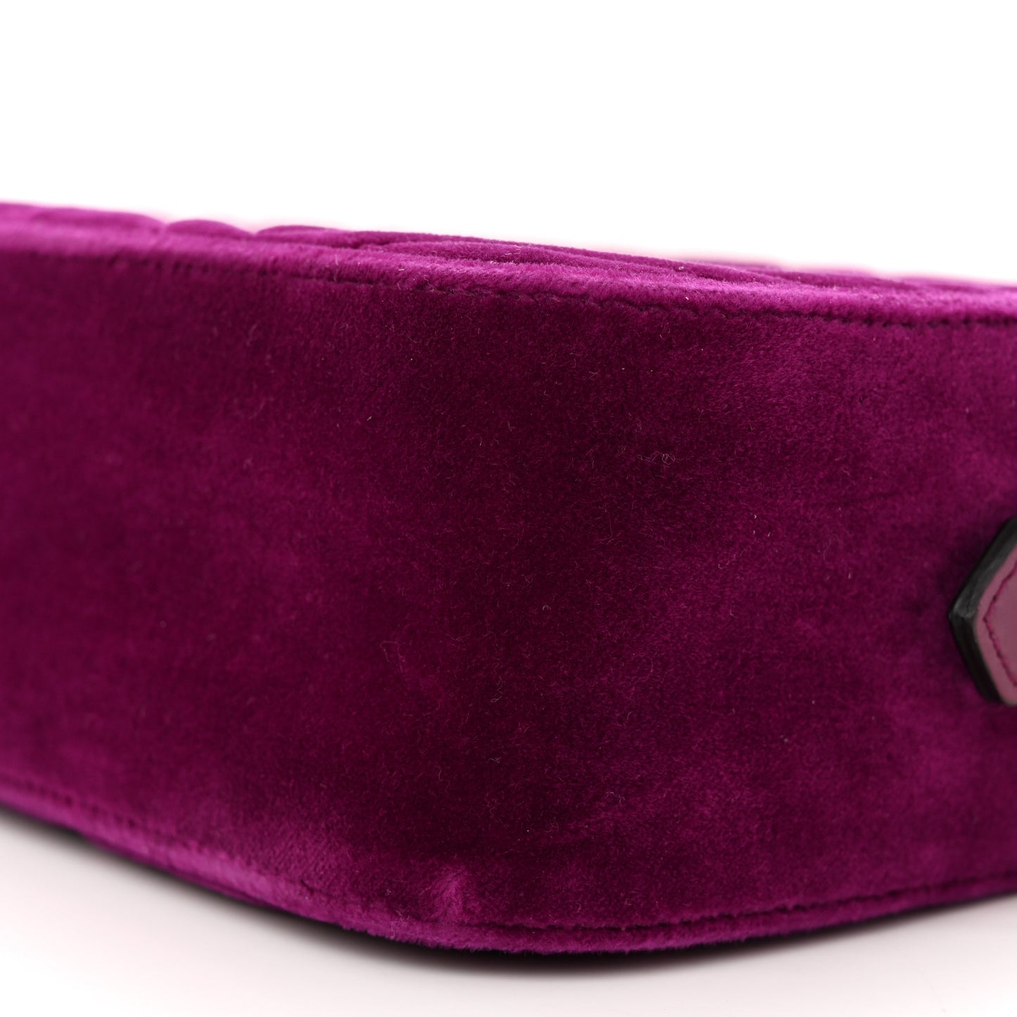 Velvet Matelasse Small GG Marmont Chain Shoulder Bag Fuchsia Violet Cyclamen