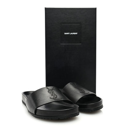 Saint Laurent Calfskin Monogram Jimmy Joan Slide Sandals 43 Black 9 of 9