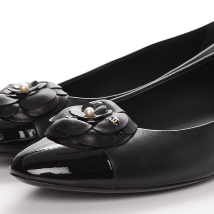 Chanel Lambskin Patent Cap Toe Camellia Ballerina Flats 42 Black 9 of 9