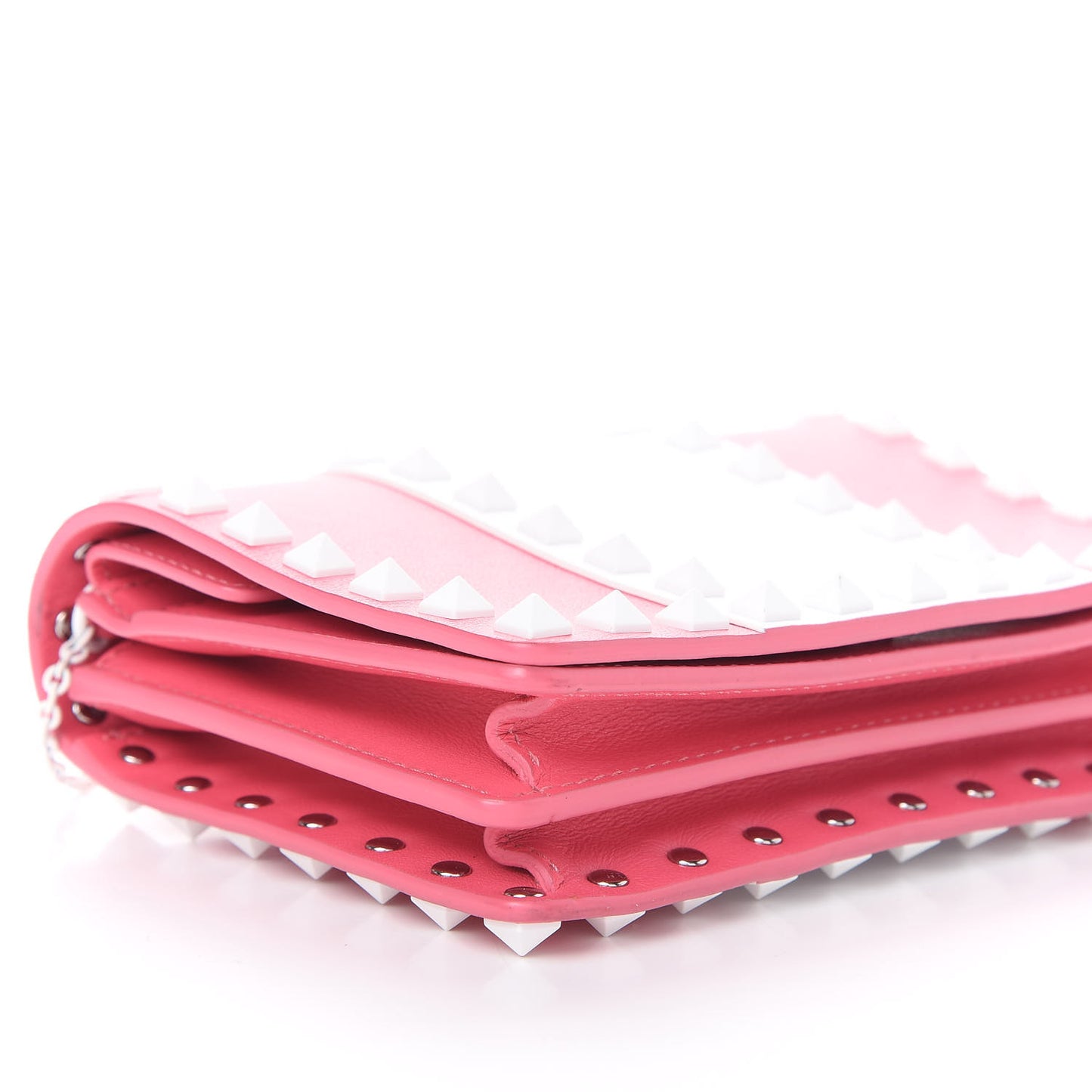 Vitello Colorblock Free Rockstud Wallet on Chain Shadow Pink Optic White