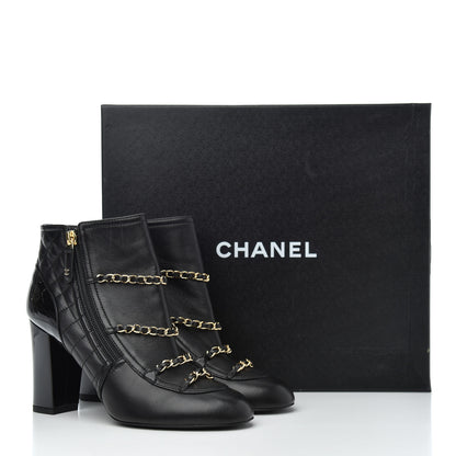 Chanel Lambskin Chain CC Short Boots 37.5 Black 13 of 13