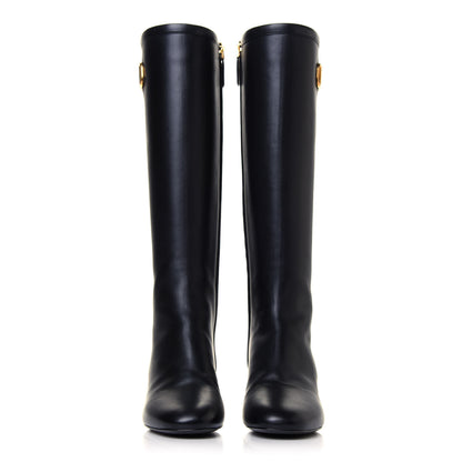 Valentino Garavani Calfskin Vlogo Knee High 45mm Boots 35 Black 2 of 8